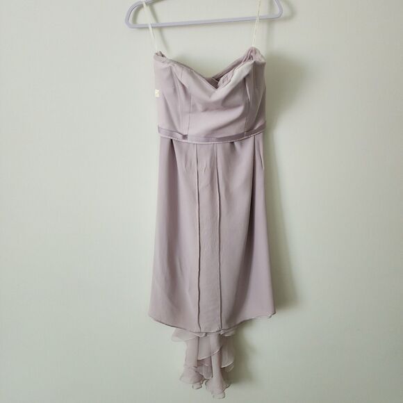 Marchesa Notte Womens Strapless Evening Dress Mauve Chiffon Asymmetric **FLAWS** - Picture 7 of 16